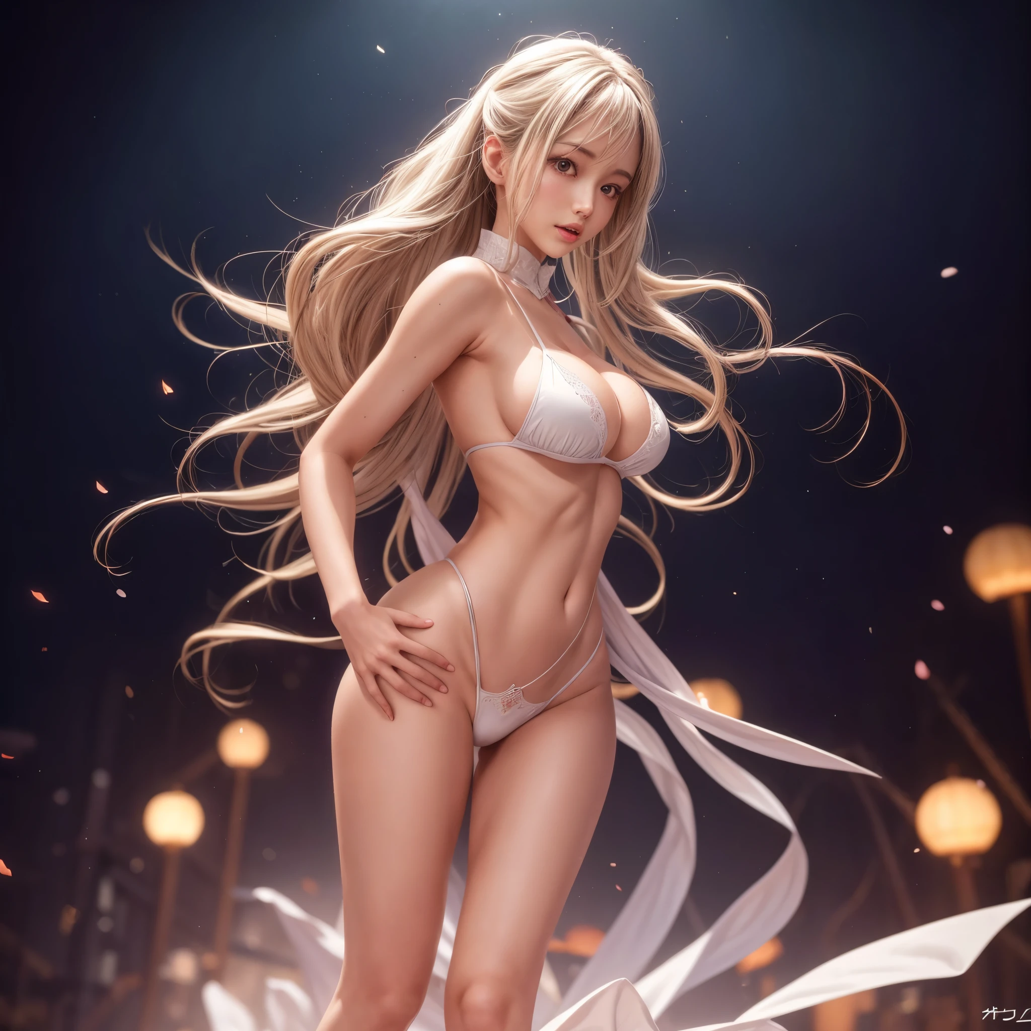 ((NSFW:-0.9, (nipple:-0.9), Acutance:0.85, White and Red, Mystic sight, (many Dazzling flush lights with lens flares), Luminous Particles, many colorful Lights )) . best quality, (masterpiece:1.3, ((realistic and photorealistic with touch of rawness:1.37)), ultra detailed:1.3) . (Amazing KAWAII Idols Walking on stage), ((Extremely detailed (KAWAII face variations)) with joyful expressions), { oiled ivory skin | Overflowing Biomechanical HUGE and HEAVY boob | pretty hips | (Exquisitely White dress with back cutouts) | Full of flowers covering girl's body | long hair:-0.8 }, { (Visible naked backs with Overflowing sideboob) | ( Walking on stage, large crowd:1.4) } . (((Ass focus, butt crack))), Whole Body proportions and all limbs are anatomically accurate .