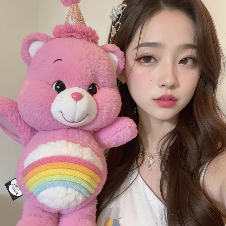 araffe con tiara y osito de peluche rosa, dilraba dilmurat, ulzzang, y 2 k cutecore clowncore, jennie rosa negro, jaeyeon nam, Lalisa Manobal, bella delfina, este, (colores rosados), ruan lindo vtuber, jossi de blackpink, pale korean adorable face