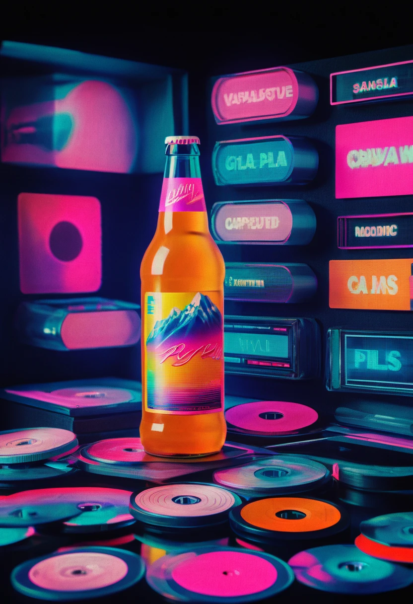 Framed, capsuled, pils, drugs, medicine,80's, vinyl records,Vaporwave Aesthetic style, synthwave,