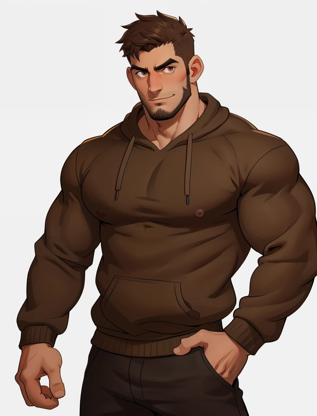 (1man),
muscular, brown eyes, casual clothes, handsome,[nerd:0.6],sweatshirt, dynamic,(Masterpiece, high quality, best quality)