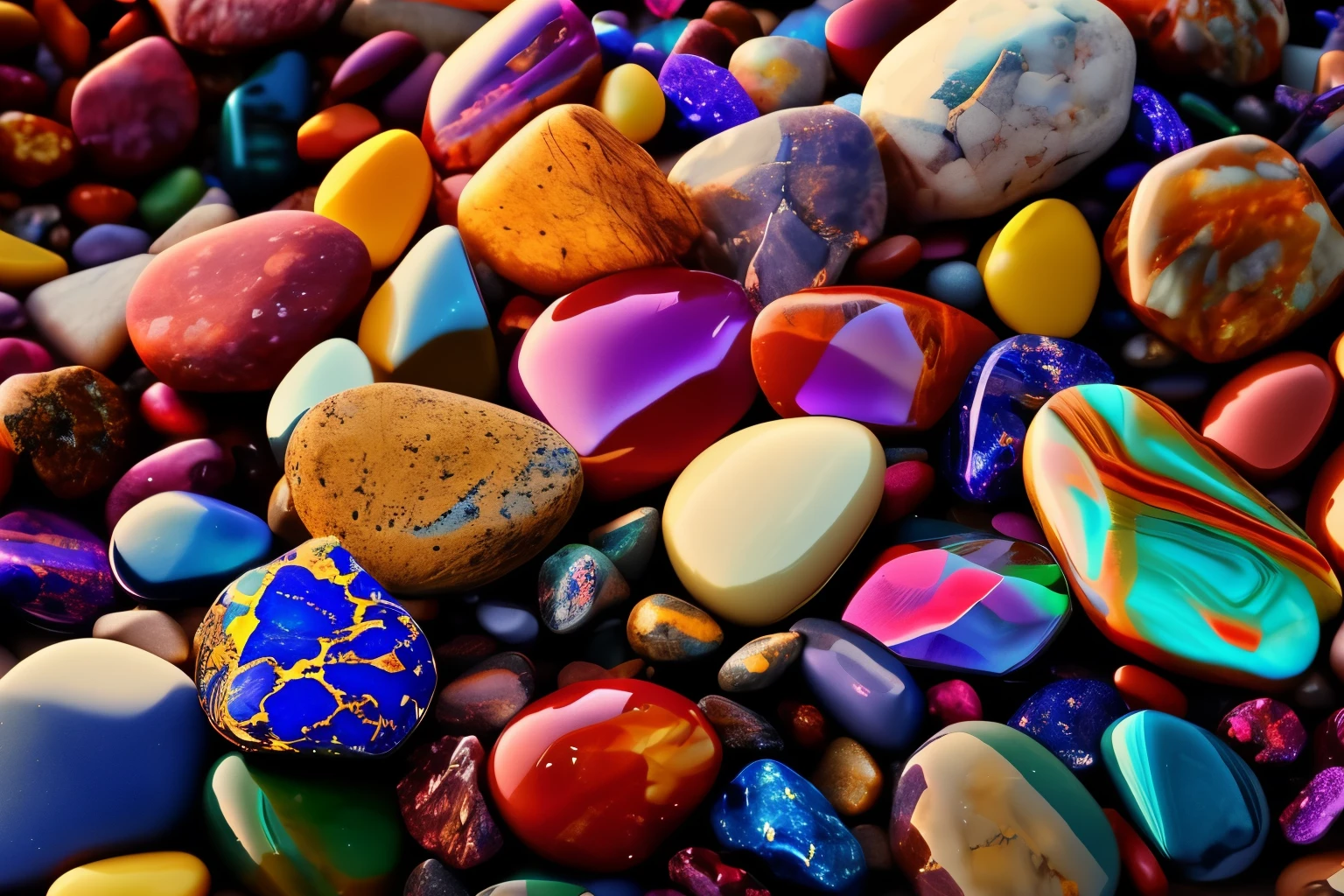 a close up of a pile of colorful rocks and stones, many small and colorful stones, gemstones and treasures, gemstones, precious stones, gem stones, on a throne of gemstones, colorful crystals, colorful gems, embedded with gemstones, stones, ornate colored gems and crystals, multicolored glints, crystals, made of multicolored crystals, gemstones for eyes, golden hour, sunset, movie preamble, 4k