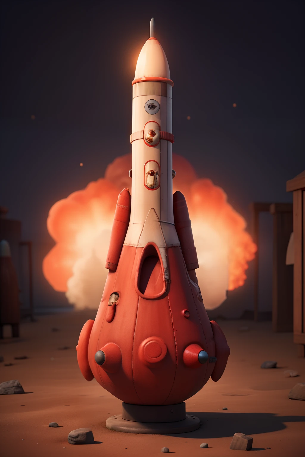 Rocket in heart red blood cell, microcosm, miniature, 3d rendering, multiple details, cinematic, typography, realistic, fashion.