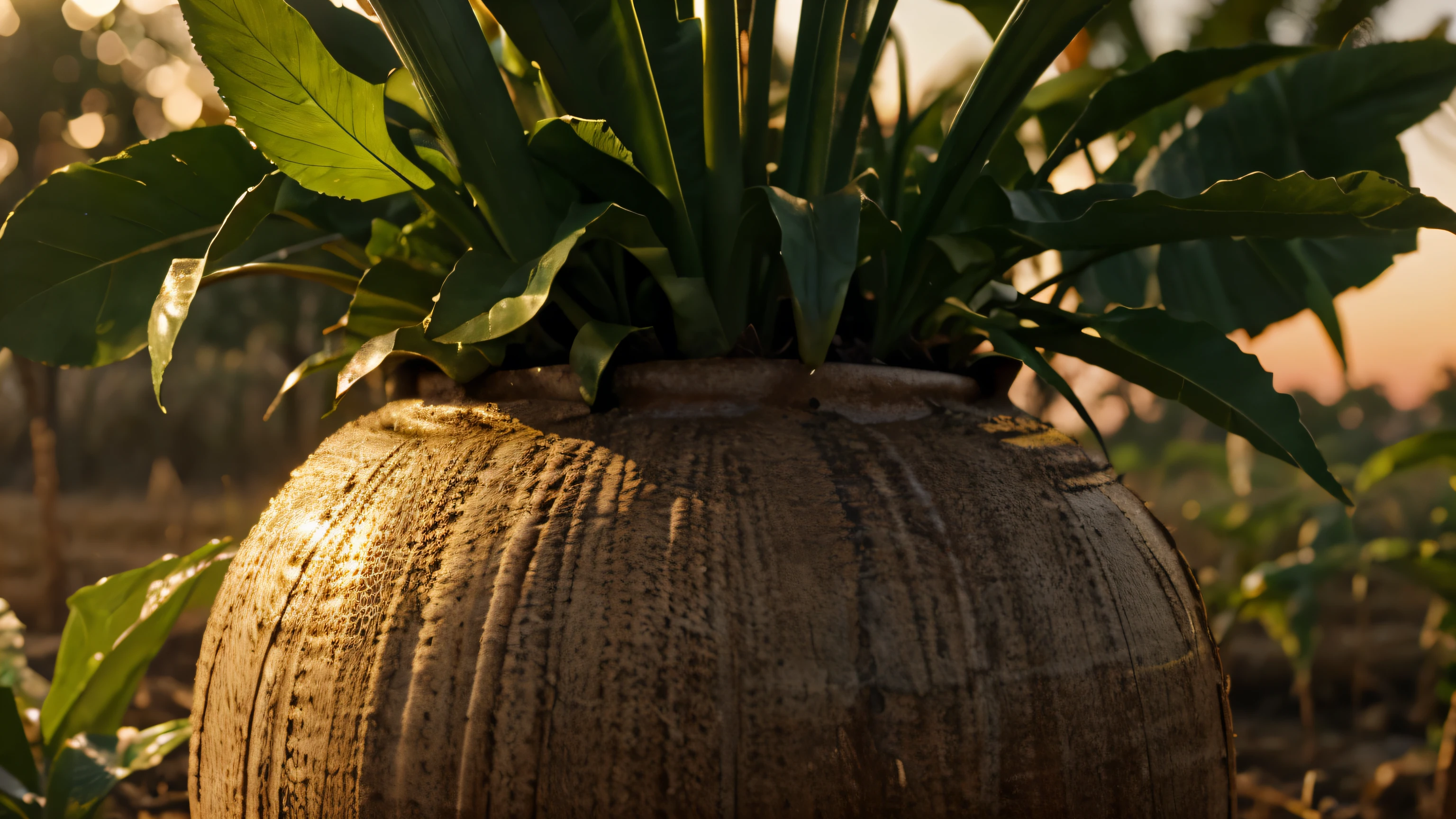 close up shot of crops, plant close up shot, African Savanah, Gold Hour, Sunset, 4k, High res, Movie Opener, Preamble, Vegetation, Farm