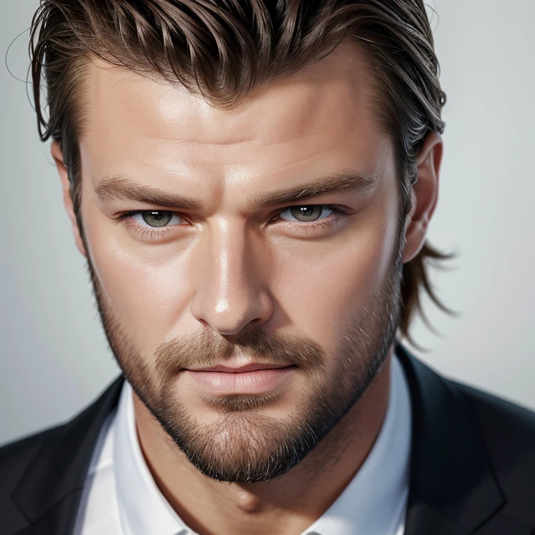 best quality,ultra-detailed,Kivanç Tatlitug with hazel eyes,suave and confident look,dark hair,well-groomed beard,sharp facial features,charming smile,tailored suit,posing in a luxurious setting,soft lighting,warm color tones,captivating gaze,expressive eyes,mesmerizing presence,artistic portraiture-painting style,vivid colors,subtle brushstrokes,photorealistic rendering,finely detailed facial expressions,impeccable fashion sense,sophisticated elegance,timeless beauty,perfect symmetry,high-res image,flawless skin complexion,refined taste,masterpiece:1.2, hazel eyes, hazel eyes,hazel eyes,hazel eyes,hazel eyes