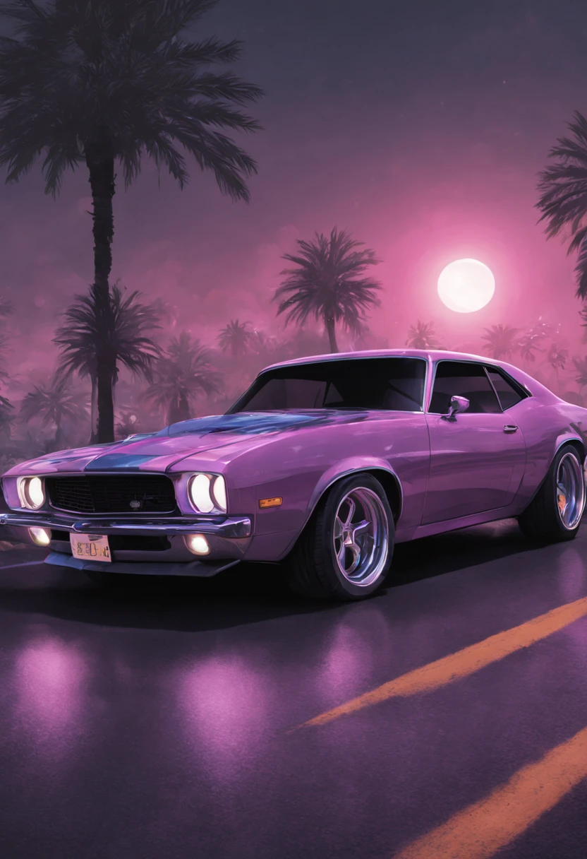 Vapor wave colored muscle car poster by jackie duneke rebecca king, in the style of cyril rolando, colored cartoon style, dark tonalities, ray tracing, low-angle, grzegorz domaradzki, iconic pop culture caricatures