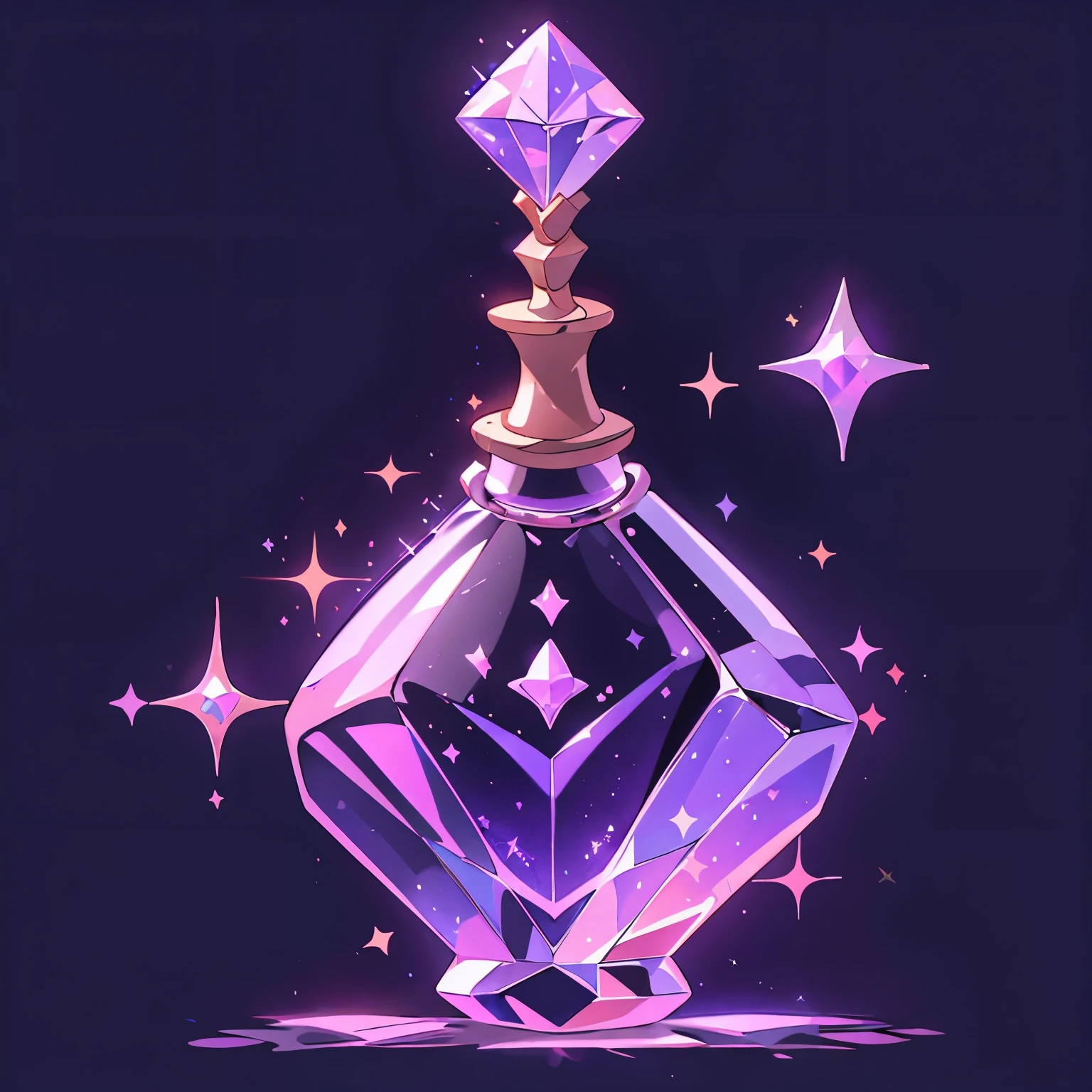 game icon institute, game icon, purple bottle, brilliant diamond in a bottle, sparkle, black background  