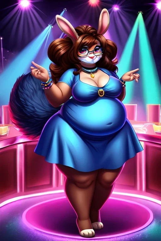 Krystal a raposa, Starfox, 2d illustration, 1.2, Sozinho, perspectiva, Medium chest, Ombros nus, sorriso envergonhado, (cauda), totalmente corado, nervoso, olhando para o espectador, olhos verdes, Gargantilha Preta, olhar sedutor, strapless, vestido preto curto, black pencil skirt, Boate, luzes de neon, standing, hands on hips, Curvo, muito gordo, quadris largos, enorme, coxas grossas e macias, muito gordo flabby arms, Realistic lighting, alto detalhe, Rosto detalhado, sombreamento realista, rolos de gordura, tamanho enorme, seios gigantescos e enormes transbordando de gordura, decote enorme, pesado, mais tamanho, everything is fat, textura macia, lindos olhos grandes, semi-realista, dynamic angle, pattern clothes, muito gordo, SSBBW, fat arms, very fat, IMMOBILE, 800 pounds of weight.