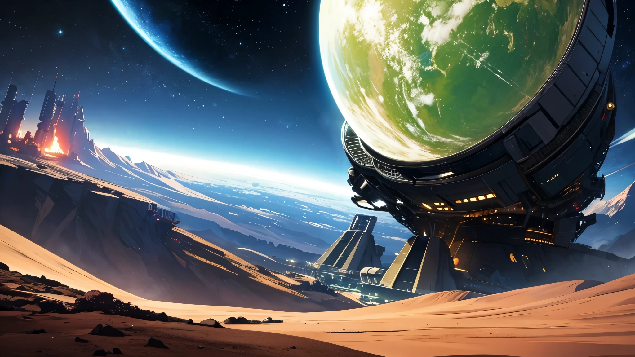 An alien planetary civilization observes the Earth with a giant telescope