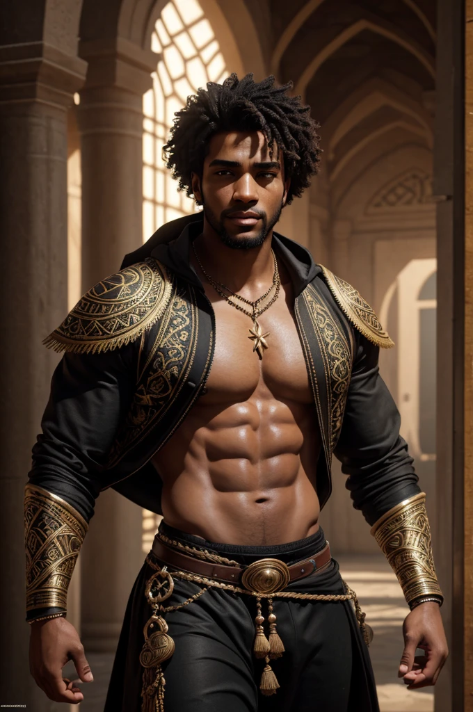 skinny, big booty man, handsome mixed black man in arabic middleeastern wear, high detail, 18 years old, skinny, short curly hair, 8k, mystical, magical, ultra hd, realistic, vivid colors, highly detailed, UHD drawing, pen and ink, perfect composition, beautifully detailed intricate insanely detailed octane rendering trending on artstation, 8k artistic photography, photorealistic concept art, soft natural volumetric cinematic perfect light, huge manly bubble butt, highly detailed and perfect face,  realistic hands, 