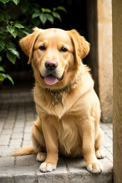 RAW photo in sequence, uma jovem de 22 anos, ((em casa, sentada em uma cadeira com um golden retriever ao lado, sorrindo levemente)), mechas loiras, olhos verdes, vestindo camiseta amarela, detalhado rosto, planos de fundo pouco desfocados, luzes suaves, HDR, fotografia realista, marca Canon, Nikon, objeto 85mm, povlar vision, various perspectives, First-person view, high resolution, HD, 4K, qualidade superior,