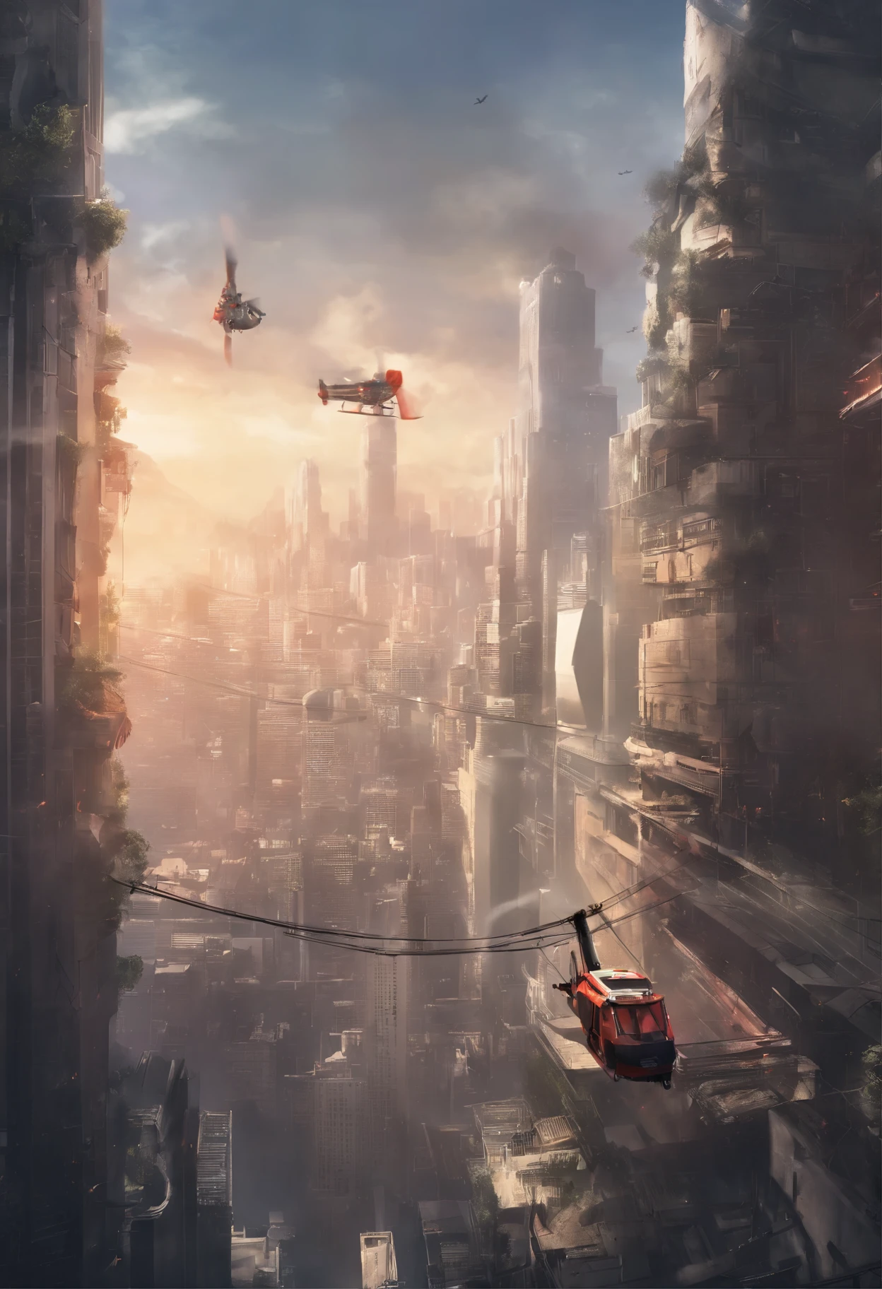 Highlights of Rescue Techniques in Urban Environments, Including Chinese, Rely on a rope for support and safety. This scene is、It captures stunning views from the city, Emphasis on breathtaking heights and challenges. This tip is、With the Emergency Response Team、People in need々Shows their efforts to rescue,The entire scene was shot in Ultra HD (4K, To ensure maximum detail and realism. The lighting of the scene is carefully set,Create a studio-like environment, Enhance visual impact