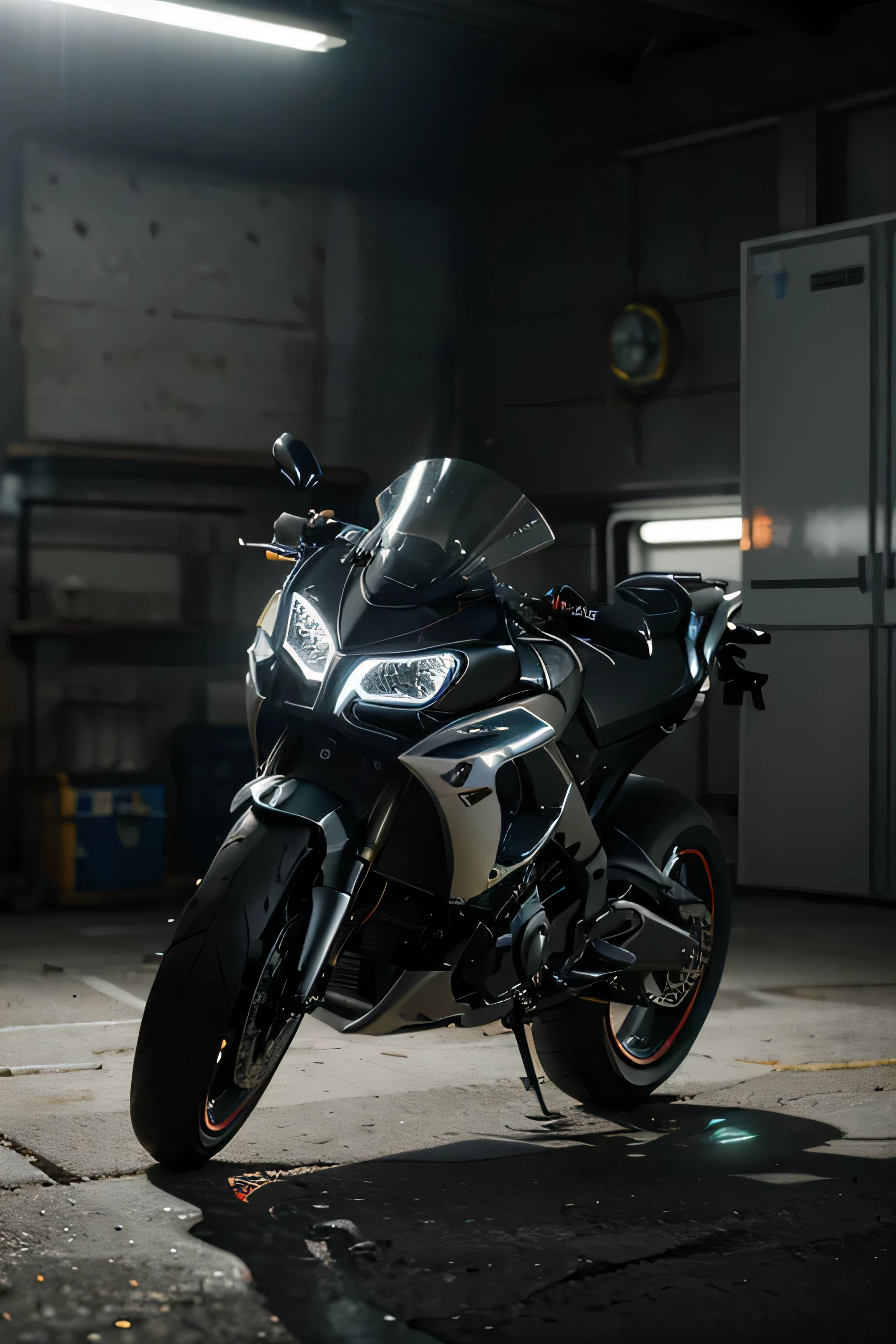 Bicicleta Ducatti na garagem, luz neon, fundo futurista, cinematographic, photoshoot, Fotografado na lente de 25mm, Depth of field,
Tilt Blur, Velocidade do obturador 1/1000, f/22, White balance, 32K, Super-resolution, Foto profissional RGB, half rear lighting,
luz de fundo, dramatic lighting, Incandescente, soft lighting, volumetric, story of the day, global illumination, Screen
Space global illumination, Espalhamento, sombras, Duro, cintilante, Lumen reflections, Screen space reflections, Diffraction classification, chromatic aberration, Deslocamento de GB, Linhas de varredura, ambient occlusion,
Anti-aliasing, fKAA, THAI, RTX, SSAO, Shaders OpenGL, post-processing, post production, sombreamento celular,
Mapeamento de tons, CGI, VfX, SfX, incrivelmente detalhado e intrincado, Hiper maximalista, elegante, Dynamic Posture,
fotografia, volumetric, ultra-detalhado, detalhes intrincados, super detalhado, Environment – Uplight, --com 9:16 --q 2 --v 5