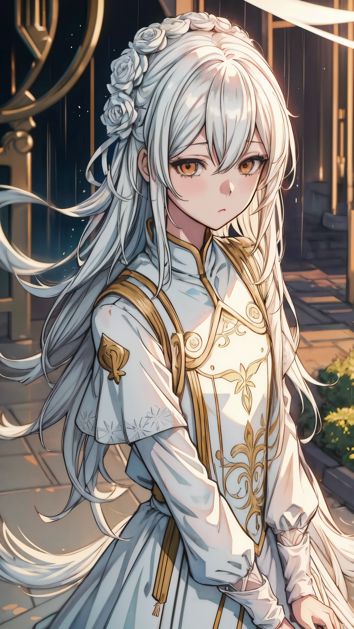 Chica anime con pelo largo y blanco y vestido blanco bajo la lluvia., pelo blanco deity, chica con pelo blanco, guweiz en pixiv artstation, Fondo de pantalla de arte anime 4K, guweiz en artstation pixiv, Fondo de pantalla de arte anime 4k, arte de anime detallado, estilo anime 4k, fondo de pantalla de arte anime 8 k, clean arte de anime detallado, pelo blanco