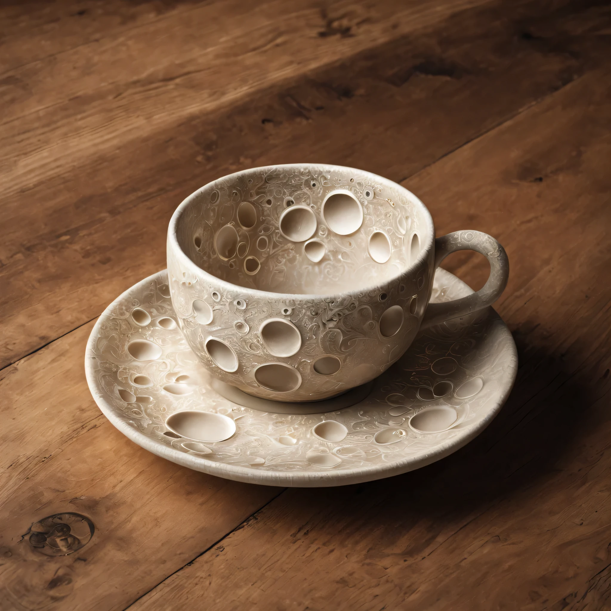 ais-lunar cup and saucer on a wooden table