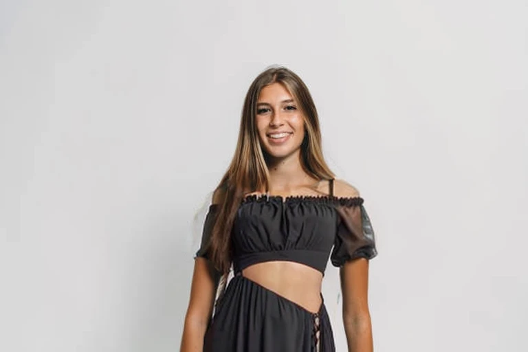 young girl in a black sexy long dress