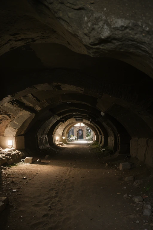 ancient caves outside a town