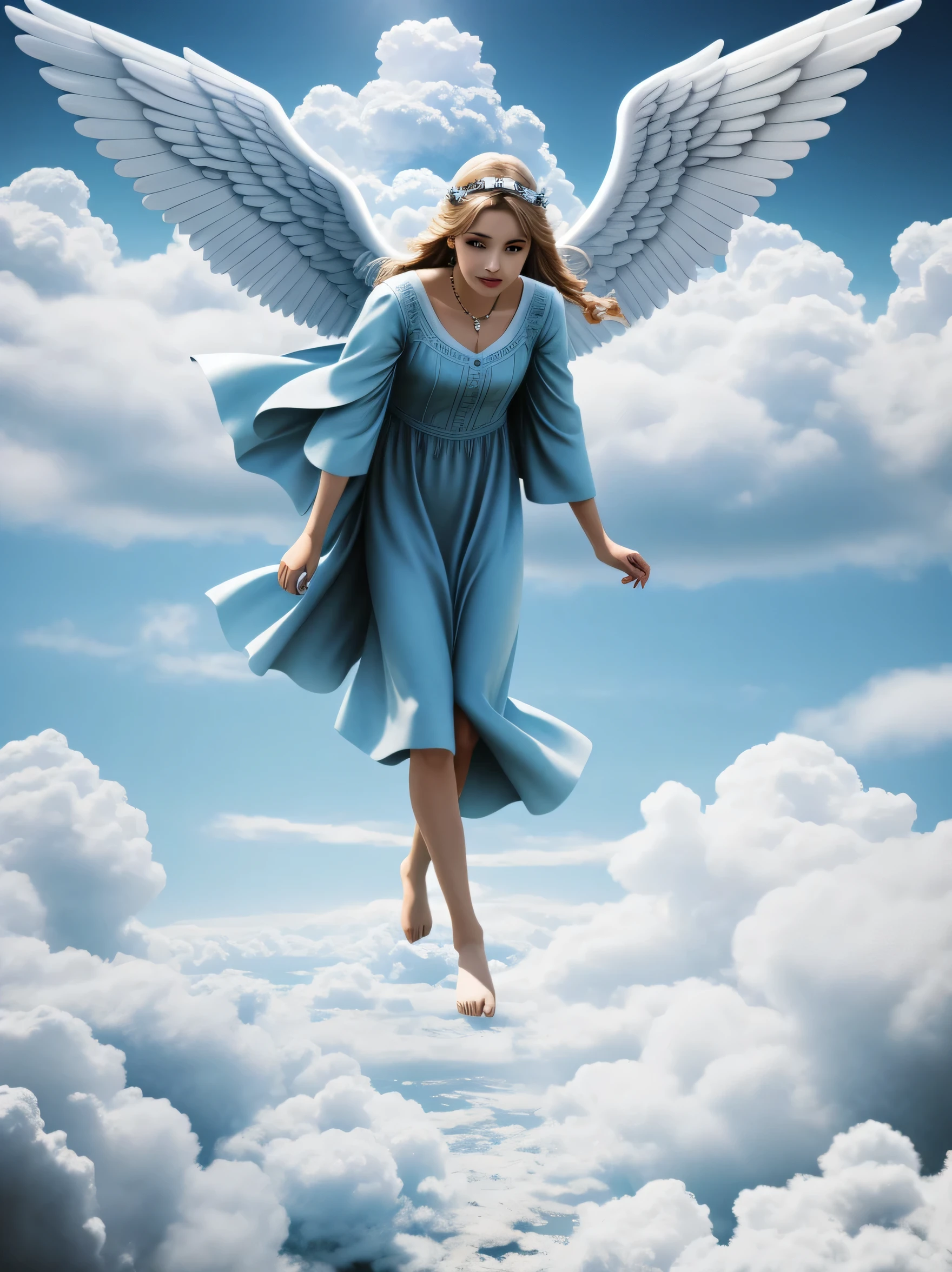 sky with several angels in the background, ultra realista, Muitos detalhes, 4k