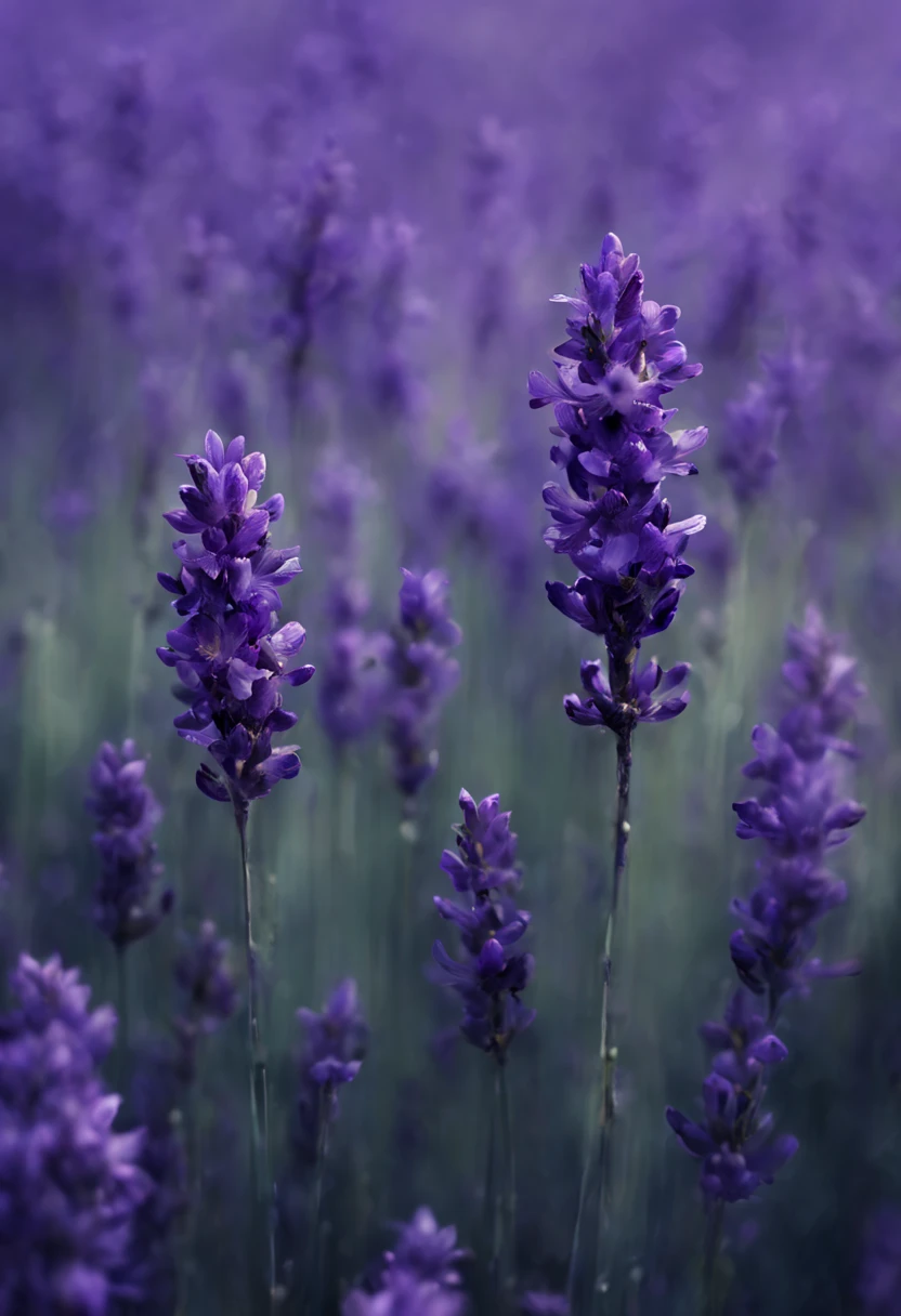 Lavander closeup minimalistic digital artwork with the influence Luis Miranda, jeremy mann, Jeffrey Catherine Jones, conceptual art, painting, illustration, photo