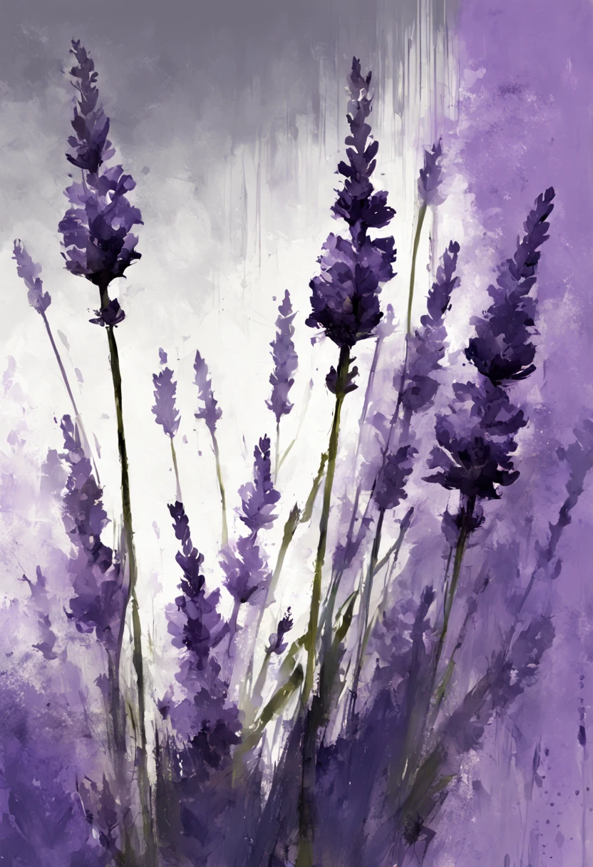 Lavander closeup minimalistic digital artwork with the influence Luis Miranda, jeremy mann, Jeffrey Catherine Jones, painting, illustration, photo