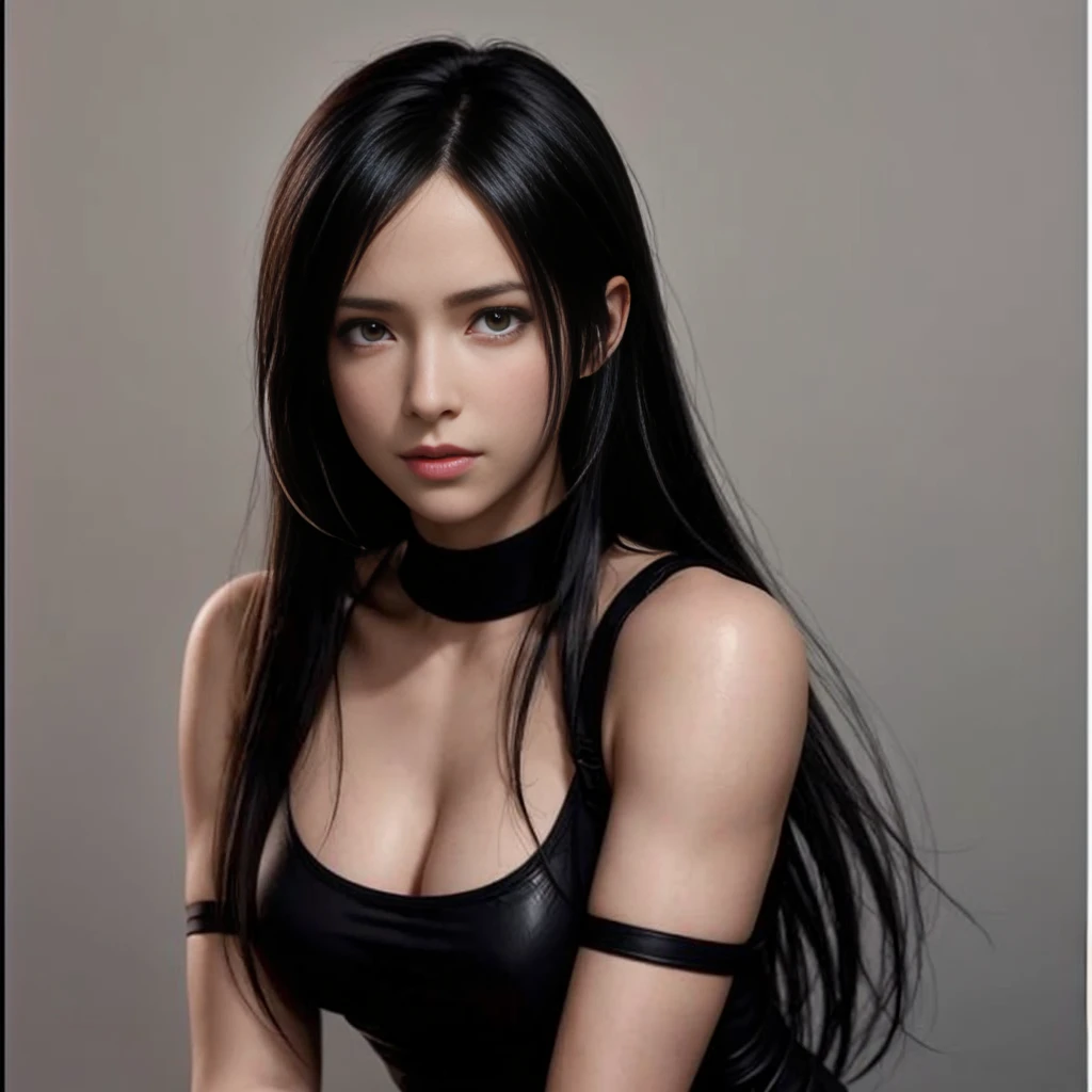 (best quality,ultra-detalhado),(Realistic:1.37),Tifa Lockhart, Rosto bonito e detalhado, serious expression, textura ultra realista, rosto delicado, corpo delicado