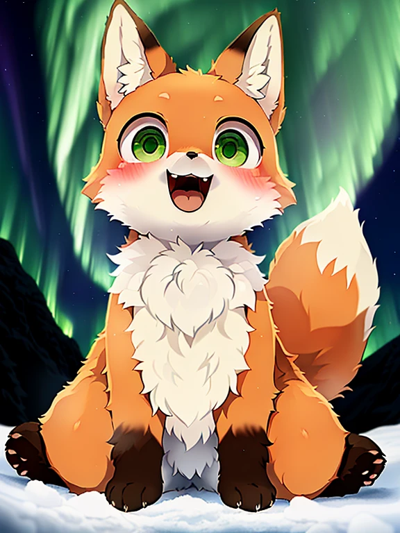 uploaded on e621, by Slugbox, by stemingbunbun, by cheezayballz, by Dagasi, by yourdigimongirl, by healingpit, <lora:Averiv0.3:0.8>, solo female (Fox, snow fox, snow, white snow, fluffy, thighs, green eyes, cute, big eyes, fluffy ears, fur, detailed fur, fluffy chest, chest fluff,  fluffy ears, fluffy tail, (full body:1.6), fox paws, paws, soft fur, 1 tail, big tail, kitsune, quadripled), detailed lighting, shading, cinematic lightning, (realisitc proportions, feral proportions, animal proportions, small, baby), feral, pet, household pet, shaded, masterpiece, detailed ambient light, detailed background, backlighting, crepuscular ray, fur light reflection, (alaska, in alaska, northern light, winter, cold), lying, playful, masterpiece, natural light, smug, face close to viewer, soft colors, illustration, high quality, happy, :P, open mouth