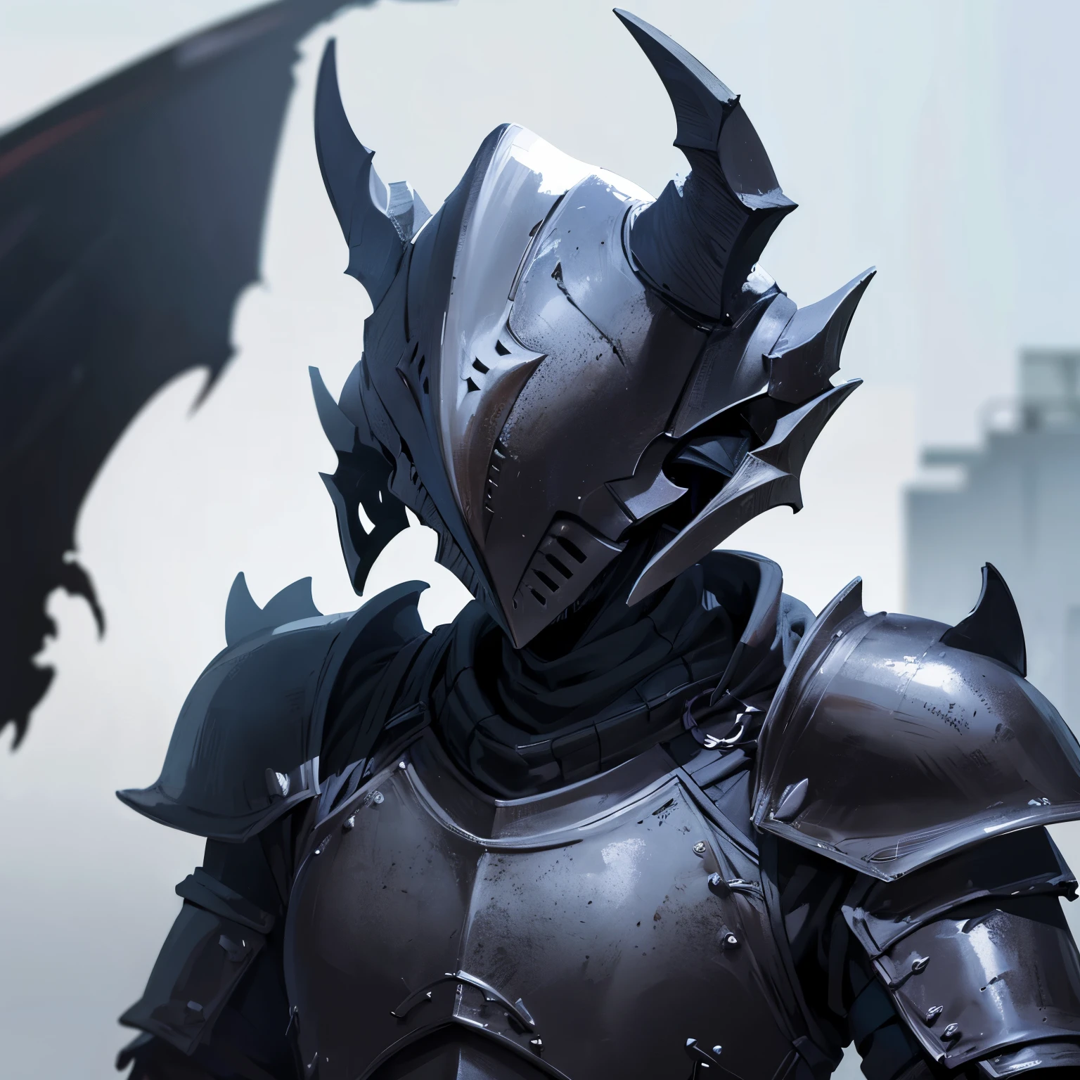 one person　Dark Souls　modern black armor　Dragon Helmet