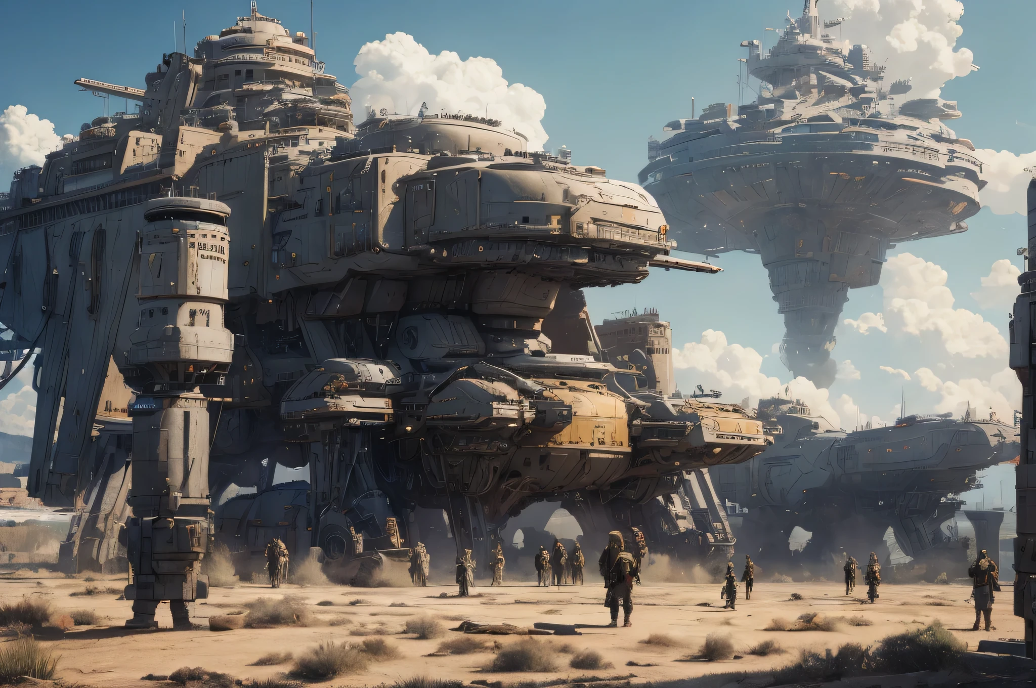 Ultra-realistic 16K CG, masterpiece, Best Composition, Photo quality, work of art, Against the background of the impregnable citadel of the empire, in the background are tall battle towers with huge heavy cannons, Detailed Imperial Star superdreadnought , high detail, Lots of elements, flying transports, flying cargo ships, crane, Manipulators. Sun rays, Along the sides there are many detailed artillery batteries., The Distant Future, two characters kiss, Two girls kissing, passion, Love, sex, fire, flame, smoke, Alien Creatures