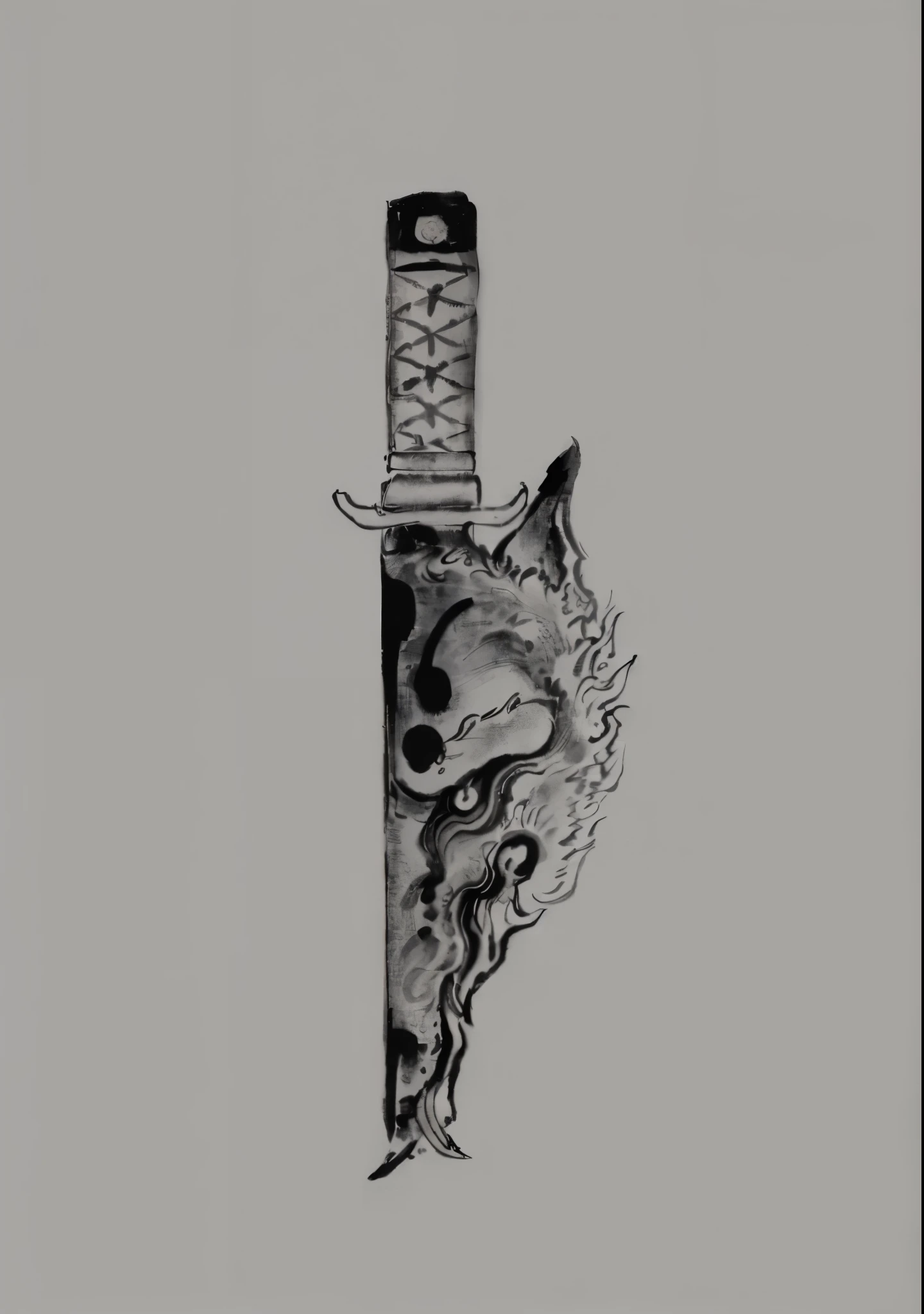 He even drew the texture of Japanese paper and made black and white woodcuts in ink.. Metade do rosto da kitisune e a outra metade uma katana, kitsune olhando para baixo com bastante raiva, very threatening eyes, olhando para frente