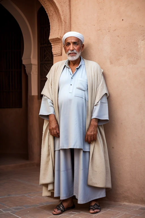 An old Moroccan Arab man with dignity and prestige in the city of Marrakesh