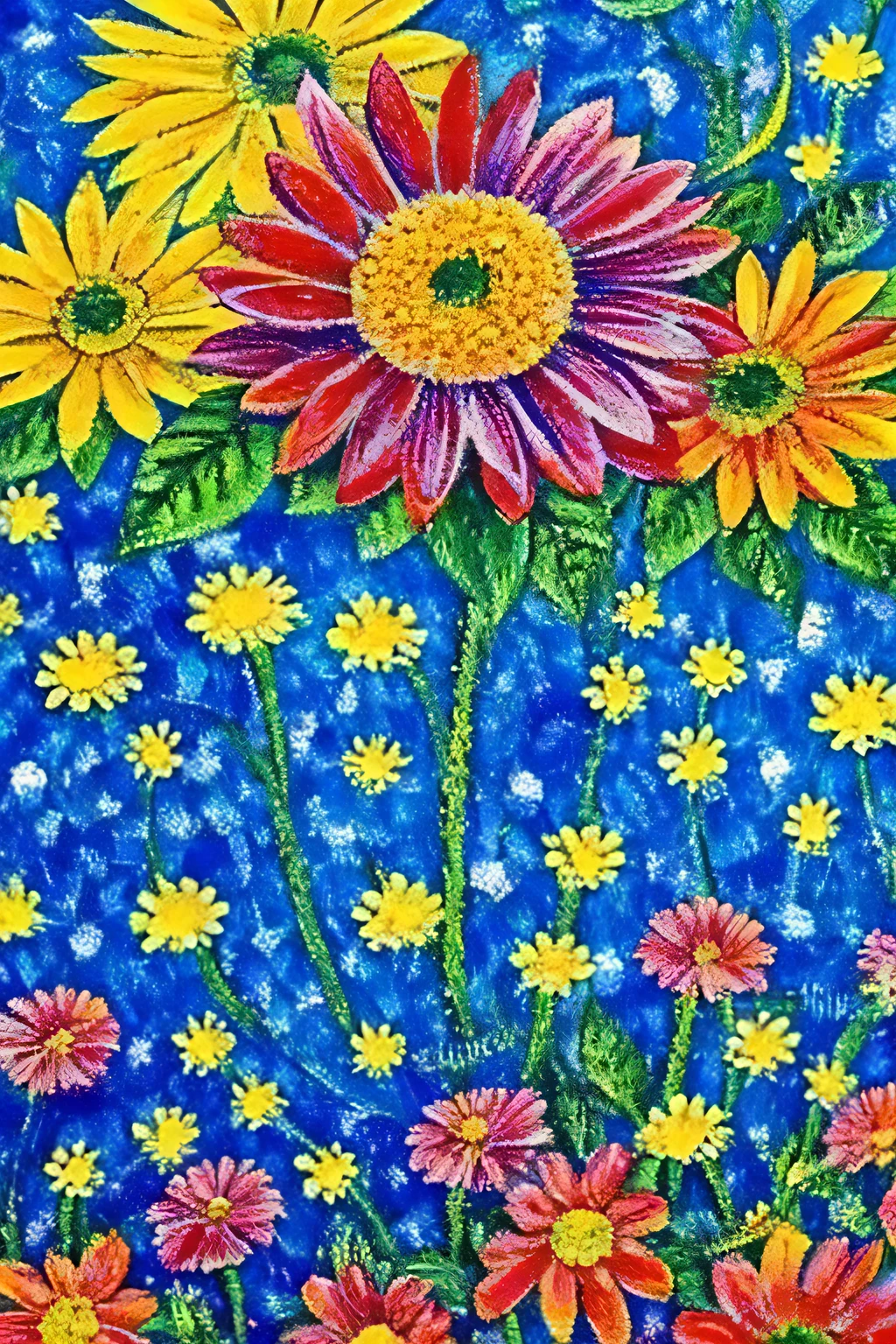 Pointillism, impressionism, surreal, gerbera flower, flowers pattern, abstract, pointillism