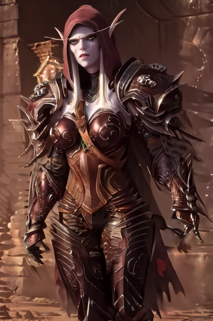 God save the queen Sylvanas Windrunner, Warcraft. epic, cinematic light, movie poster, queen