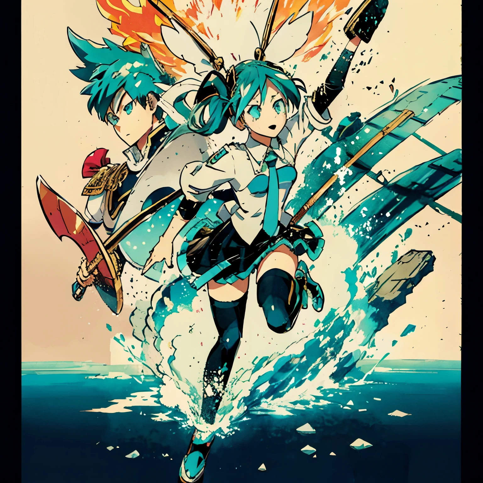 Hatsune miku and marth from fire emblem