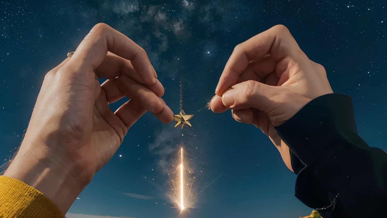 ACERCAMIENTO A DOS MANOS GRANDES MOLDEANDO UNA ESTRELLA