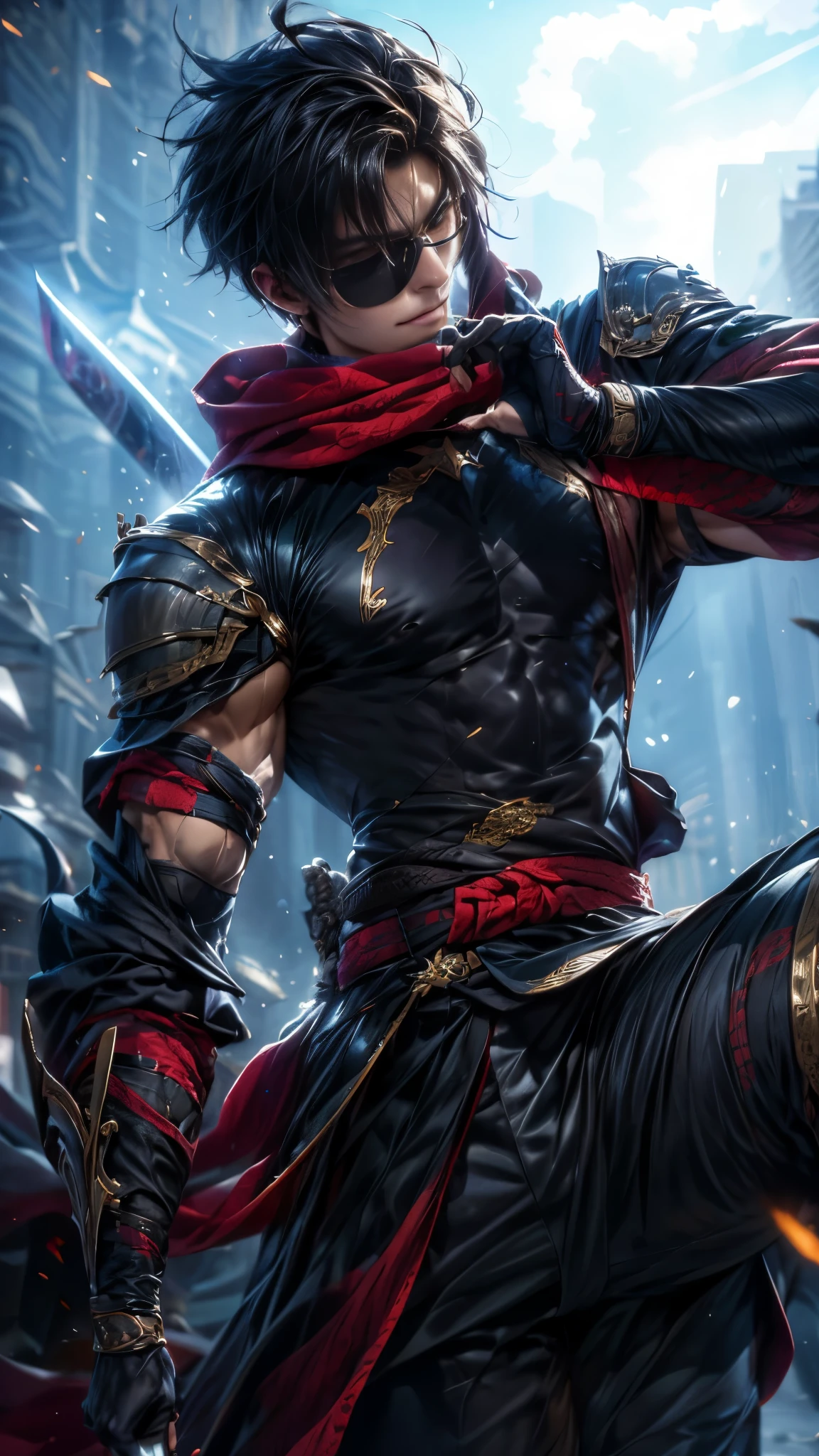 style image of a man with a sword 