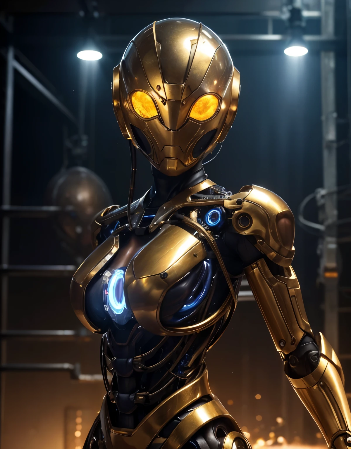 (Background of skimpy mechanical girl and octopus alien)、(Mystical expression)、highest quality、masterpiece、Super high resolution、(Photoreal:1.4)、RAW photo、1 girl、glowing skin、detailed face、(((1 Mechanical Girl)))、Heavy chest、(gold metal bodysuit)、(Natural alien background to fight aliens)、(Small LED)、((Super realistic details))、vertical giant monster background),global illumination、Shadow、octane rendering、24K、super sharp、robotの背景、big breasts、Raw skin exposed in the cleavage、intricate decorative details、Japan details、very intricate details、realistic light、(Mystical expression),CG Society Trenlow Eyes、Eyes shining towards the camera、Mechanical marginal blood vessels connected to neon detail tubes)、(Wires and cables connecting to the head)、Small LED、,mechanical thighs、two stock、(Hands are also made of machines)、robot、future alien、Please wear a mechanical helmet、transparent face guard on helmet、16K,
