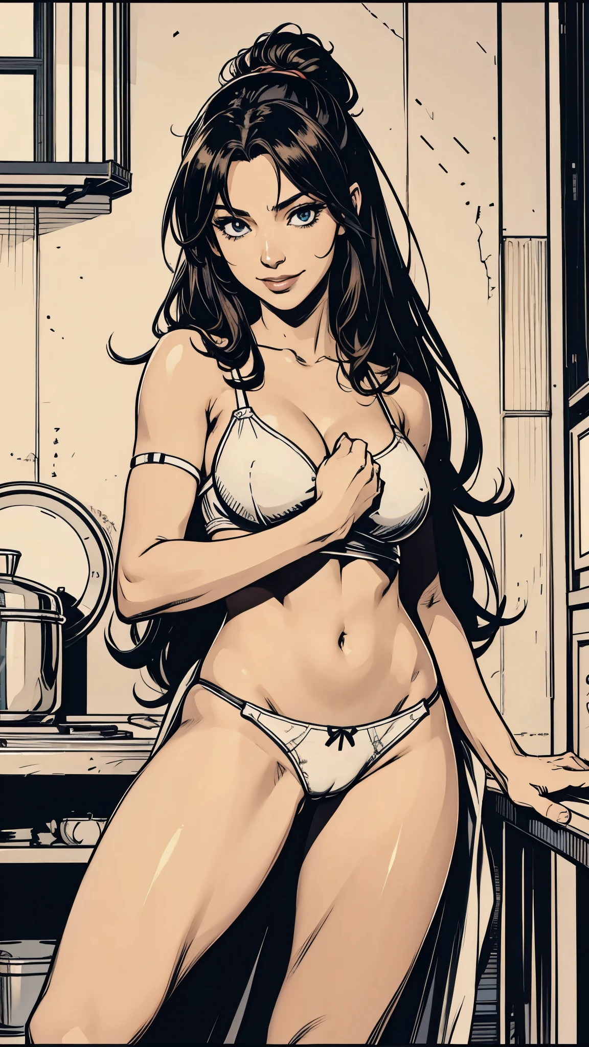 anime character girl, beautiful smile, in love, underwear, legs open