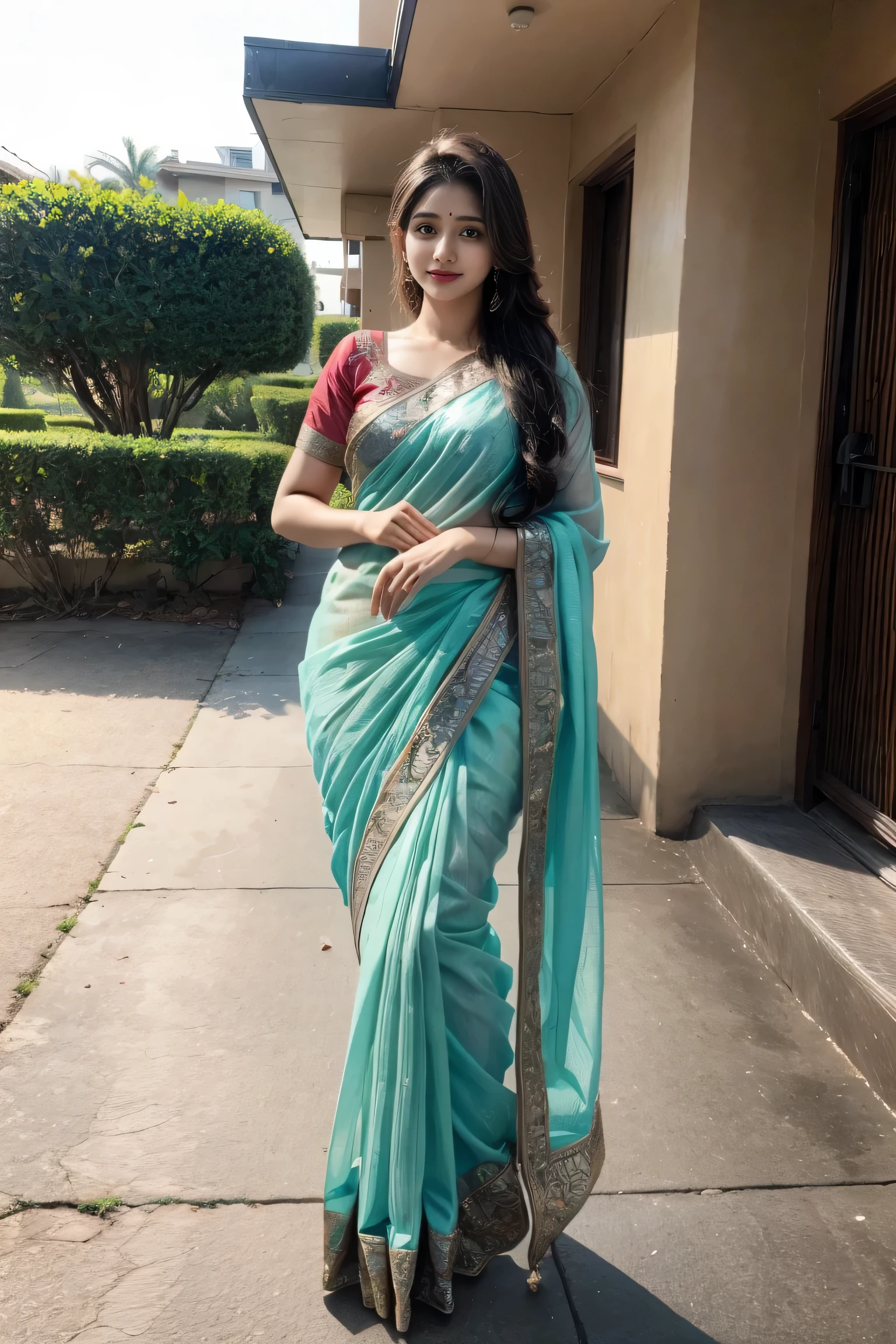 in a modern zardozi saree