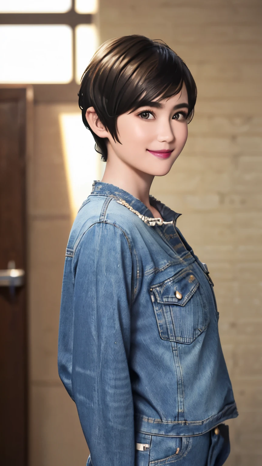 150
(20 year old woman,jeans), (Super realistic), (high resolution), ((beautiful hairstyle 46)), ((short hair:1.46)), (gentle smile), (brest:1.1), (lipstick)