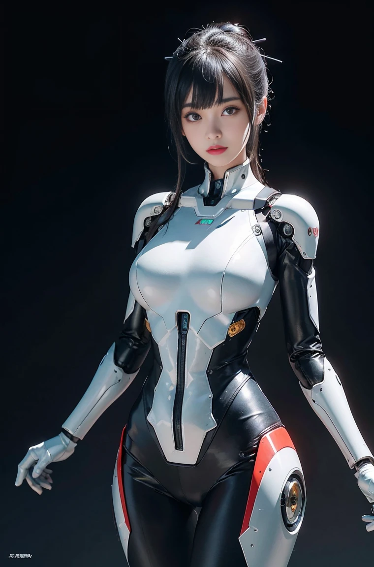 (lifelike:1.4), (original photo)masterpiece, best quality, Very detailed, (8k, 4K, best quality, high resolution, 超high resolution:1.1), 8k portrait,1 girl in, Japaese Android girl,announcer,full ,金属robot女孩,银色robot女孩, control Panel,Android,robot,Manipulator, robot手臂和腿, black hair,Mechanical body,blunt bangs,白色robot零件,完美的robot女人,charging point,long tube,A thick cable is attached to her neck,Android,robot人形,a little fat,Full eyes,perfect mechanical Silver body,Silver body,The assembly plant of the future,she has fixed it,Black sponge connector,Android assembly plant,Android,laboratory,Perfect body,Metal body,Silver body,silver man,Removable cover located at groin,The connection port is located in the groin,Perfect mechanical breasts,One-piece suit,