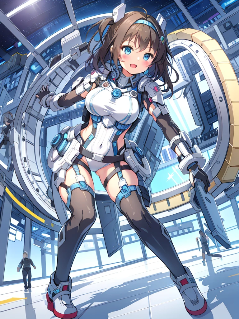 extreme detail,masterpiece,future city,with a girl (Energy Shield):1.3,Tight Fit Bodysuit,protect yourself from danger,use a shield in battle,Futuristic buildings,flying car,the shield becomes brighter,repel the invaders