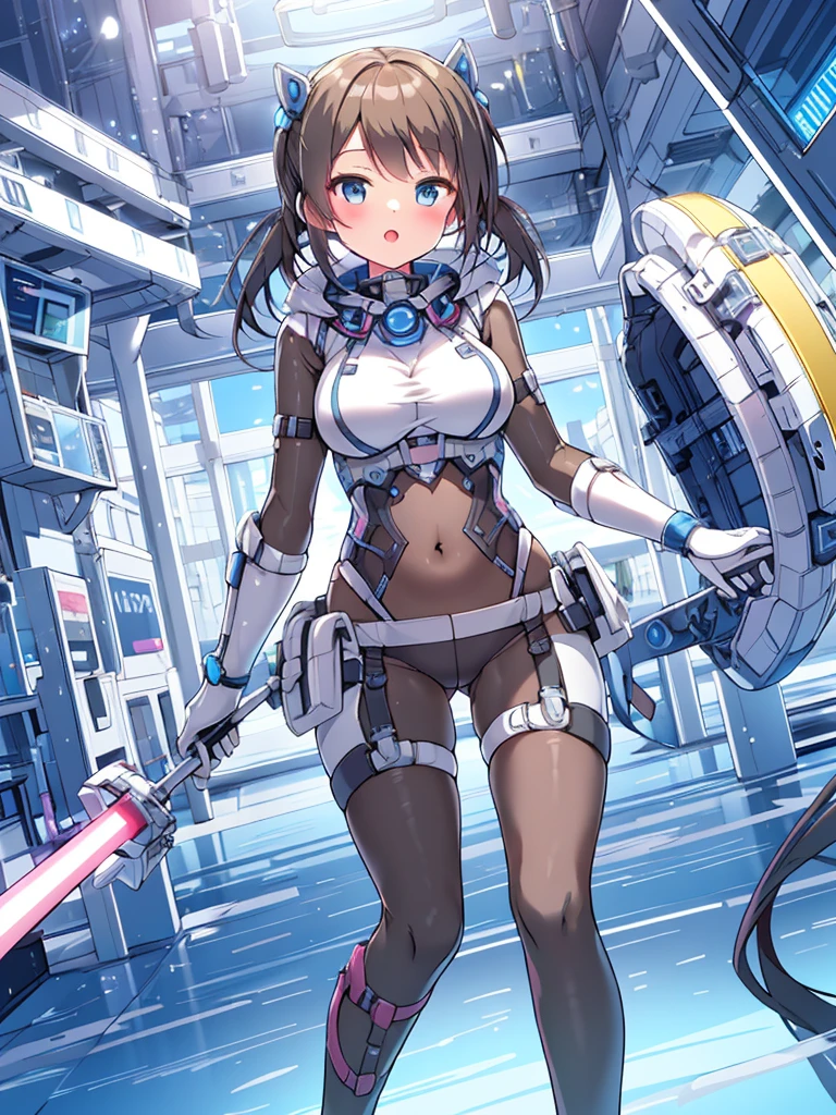 extreme detail,masterpiece,future city,with a girl (Energy Shield):1.3,Tight Fit Bodysuit,protect yourself from danger,use a shield in battle,Futuristic buildings,flying car,the shield becomes brighter,repel the invaders
