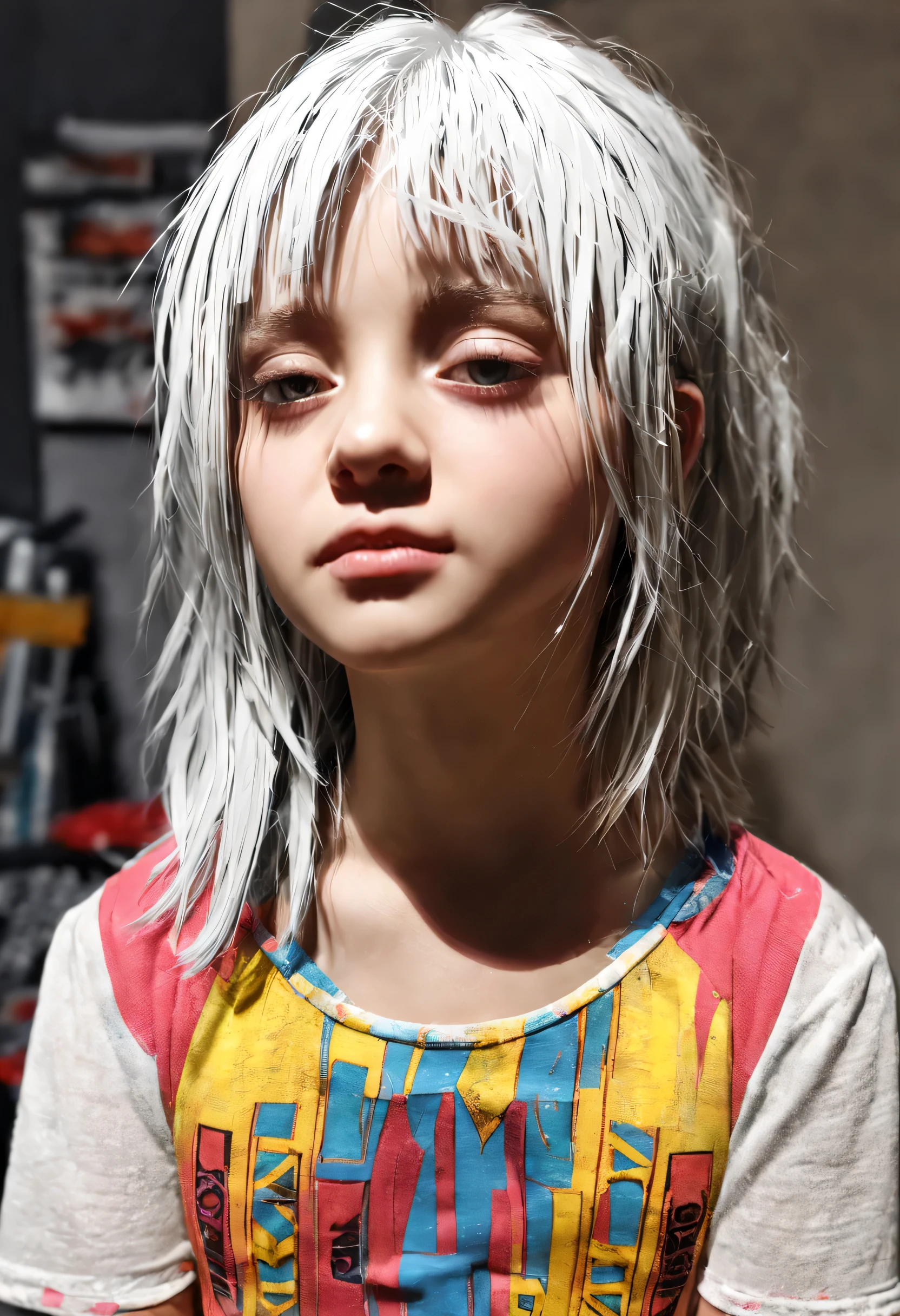 Solo, anime girl, Sabina, full body, young girl body, (8 of age: 1.2) , Hyperdetailed girl's room background, girl's Room, Detailed medium white hair braid, hair style bob, beautiful, Detailed eyes, dark green eyes, Side view, torso shot from waist, Thick lineart, Anxious, Hyperdetailed natural light, detailed reflection light, volumetric lighting maximalist photo illustration 64k, resolution high res intricately detailed complex, key visual, precise lineart, vibrant, panoramic, cinematic, masterfully crafted, 64k resolution, beautiful, stunning, ultra detailed, expressive, hypermaximalist, colorful, rich deep color, vintage show promotional poster, glamour, anime art, fantasy art, brush strokes, , 16k, UHD, HDR, (Masterpiece:1. 5), Absurdres, (best quality:1. 5), Anime style photo, Manga style, Digital art, glow effects, Hand drawn, render, octane render, cinema 4d, blender, dark, atmospheric 4k ultra detailed, cinematic sensual, Sharp focus, hyperrealistic, big depth of field, Masterpiece, colors, 3d octane render, concept art, trending on artstation, hyperrealistic, Vivid colors, modelshoot style, (extremely detailed CG unity 8k wallpaper), professional majestic oil painting by Ed Blinkey, Atey Ghailan, Studio Ghibli, by Jeremy Mann, Greg Manchess, Antonio Moro, trending on ArtStation, trending on CGSociety, Intricate, High Detail, Sharp focus, dramatic, photorealistic painting art by midjourney and greg rutkowski