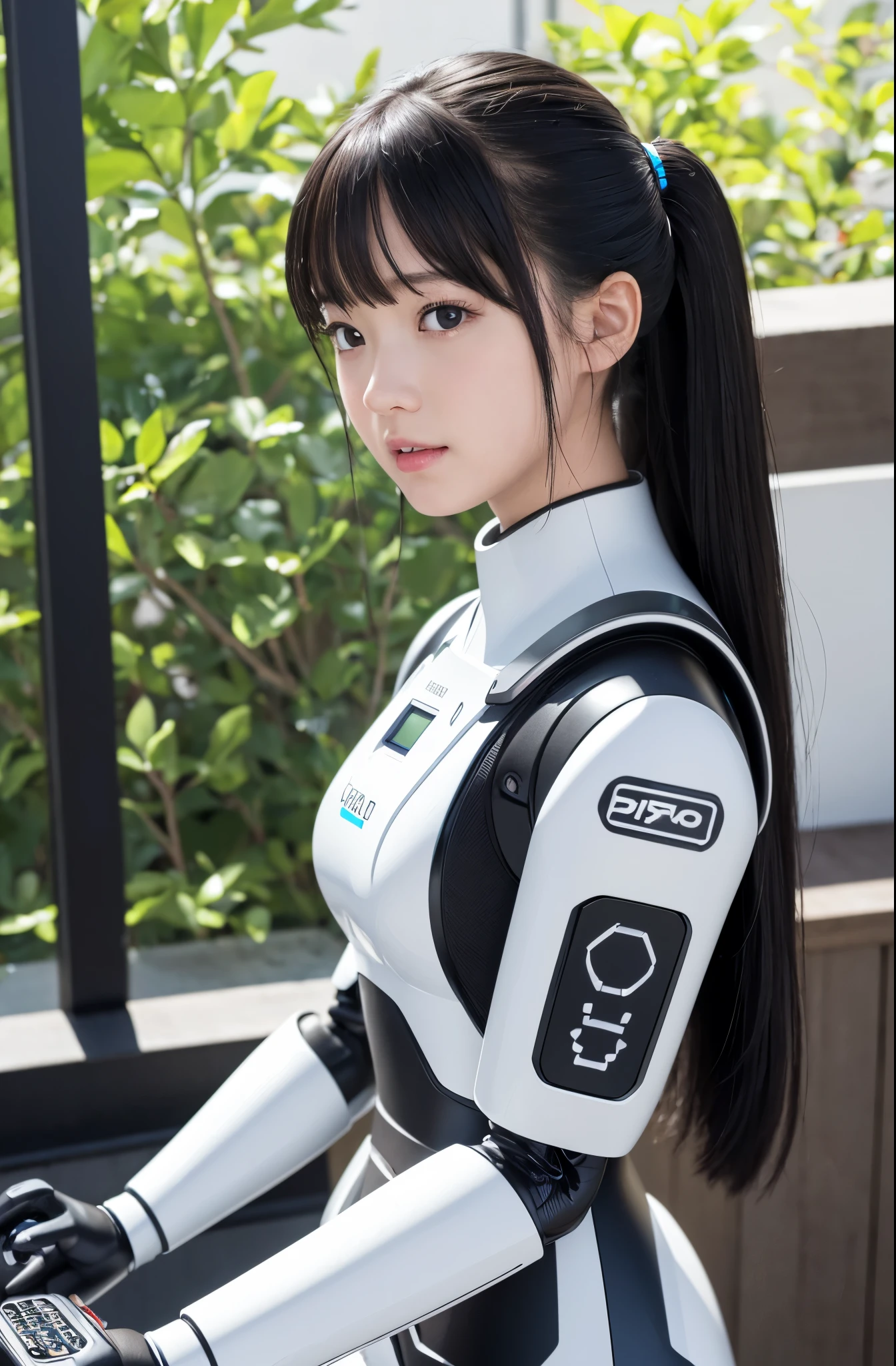 (photorealistic:1.4), (RAW photo)masutepiece, Best Quality, Extremely detailed, (Photorealistic:1.4), (8K, 4K, Best Quality, hight resolution, 超A high resolution:1.1), 8K portrait,Japaese android girl,kids,9 ,control panels,Mechanical Hand, ,Robot arms and legs, Black hair,Mechanical body,Blunt bangs,White Robotics Parts,perfect robot girl ,Charging spot,