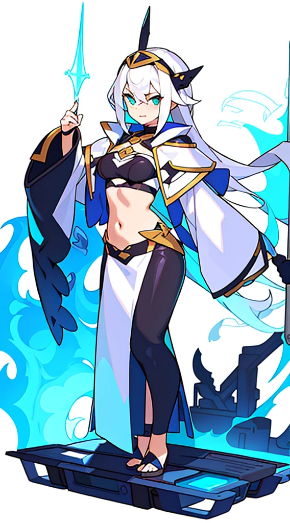 midriff, (((white background))), standing, fantasy clothes,  shrug/clothes/,