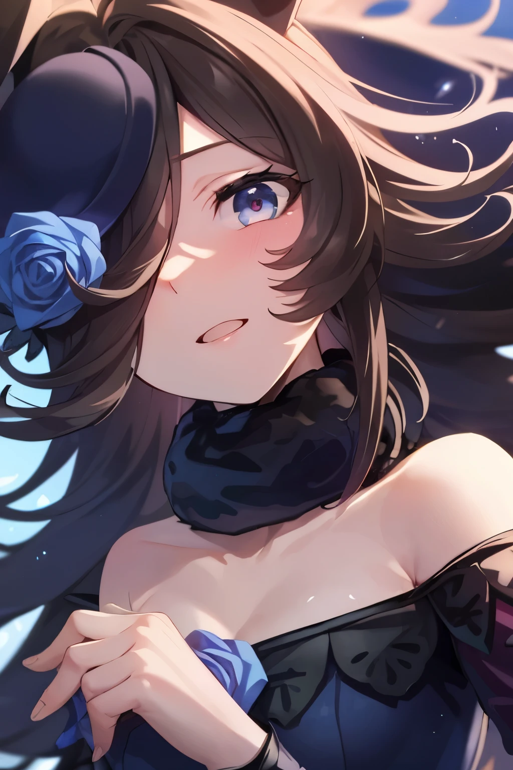 (table top.highest quality).(dynamic angle). (CG painting with very impressive details),(perfect image)、comic strip.figure.1 girl.detailed face、perfect face.delicate face、girl wearing a delicate uniform、rough skin、black hair.length、(Umamimi girl)Umamimi girl、((beautiful blue eyes)).delicate and beautiful eyes、detailed eyes、Reflected eyes、smile.(look at the viewer:1.3).(face is a little red:0.8)、8k wallpaper、cowboy shot、reflected light、most detailed、Complex、delicate background、rough skin、fine skin、(super resolution)、wearing a uniform