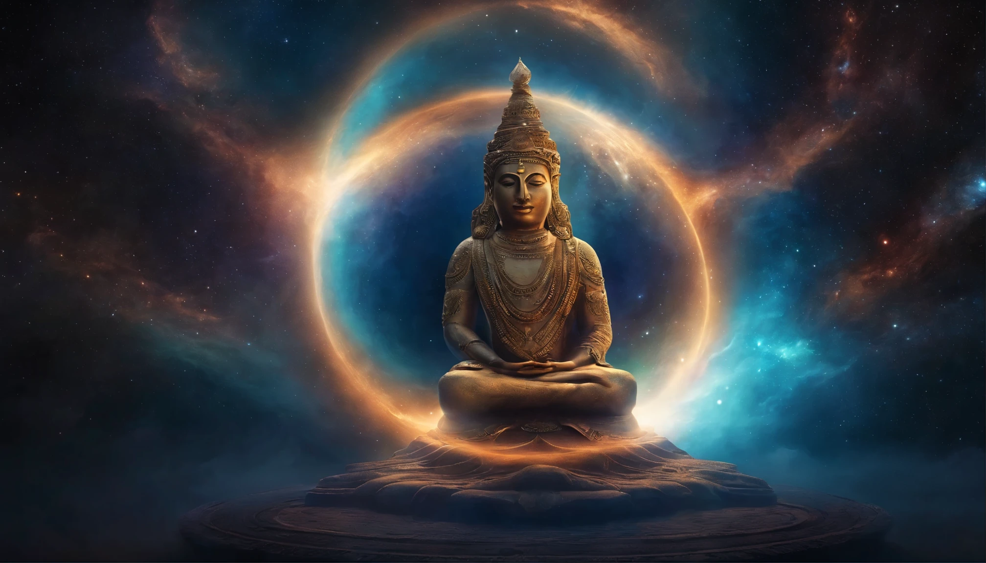 Mystical God in the middle of the universe Astral body, deep meditation, ethereal atmosphere, Aurico, nascendo do universo