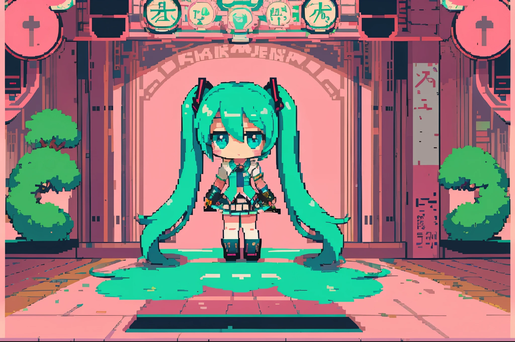 girl,Hatsune Miku,cute,pink hair,blush,poster,epic,