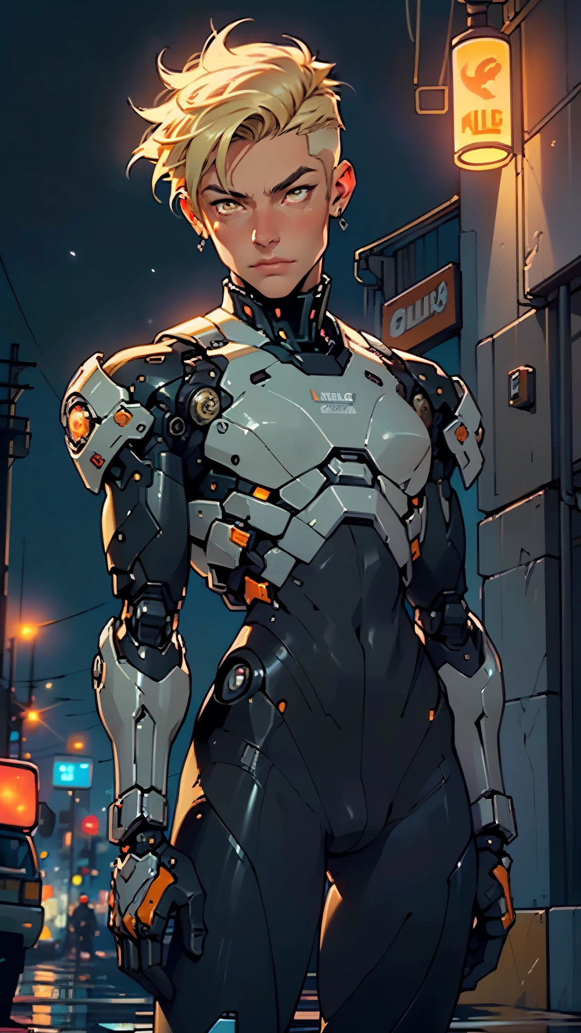 (man:1.5),1 man,archer man,(((1man))),((man with blonde short hair)),
(((1male,man:1.5,handsome man,male,male gender:1.5,male focus))),macho man,hero,
((messy hair,blonde short haircut,detailed blonde hair,highly detailed hair,blonde hair,colored inner hair)),(((lustrous skin:1.5,tanned skin,bright skin: 1.5,skin tanned,shiny skin,very shiny skin,shiny body,illuminated skin))),(((orange_eyes:1.2))),intricate eyes,beautiful detailed eyes,symmetrical eyes,((man chest)),handsome face,((muscular)),male jaw,((detailed face)),
manly,nsfw,
cyberpunk firefighter, ((mechanical arms:1.5, bionic arms:1.5)), futuristic firefighter uniform,((bulge in pants)),((uniform in black and orange colors)),((wet clothes,intricate outfit,intricate clothes,intricate uniform)),
(dynamic pose:1.0),solo focus,((heroic attitude)),(centered,scale to fit dimensions,Rule of thirds),
cyberpunk city by the ocean at night, with bright neon signs and dark stormy clouds and puddles, scenery:1.25,nighttime, starry night, cosmos,Very dark night that makes the neon lights stand out, very bright neon lights,nighttime, starry night, cosmos,
artistic photography,(photography taken by sldr),highres, sharp focus,(ultra detailed, extremely detailed), (photorealistic artwork:1.37),(extremely detailed CG unity 8k wallpaper),((synthwave background theme)),(((vibrant colors))),intricate,(intricate background),(masterpiece),(best quality),photo realistic,analog style,((intricate detail)),(((realism))),