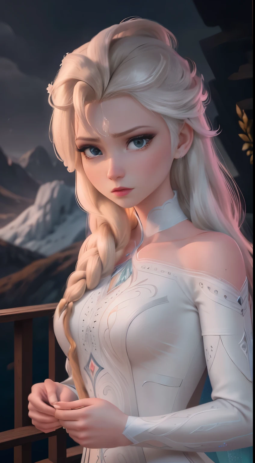 (elsa frozen-rose quartz SU mezclando modelos .) Highly detailed CG unity 8k wallpaper, style shot, complex, high detail, dramatic, highest quality movie still image, very detailed, masterpiece, best quality, character design, Elsa, Elsa from Frozen,Diamante Rosado fusión (( Dark style)), realistic ultra-detailed rendering style, natural light, sharp character design, (hard focus, 8k), (((natural skin texture))), 8k textures, soft cinematic lighting, adobe lightroom, dark room, hdr, Sophisticated, Elegant, Rich Detail, Sharp Focuilm Look) )), Soothing Tones, Detail Frenzy, Intricate Detail, Super Detail, Low Contrast, Soft Film Lighting, Dull Colors, Exposure Blending, HDR, Fade, 35mm, f/1.4, ISO64, f16, 25 sec.