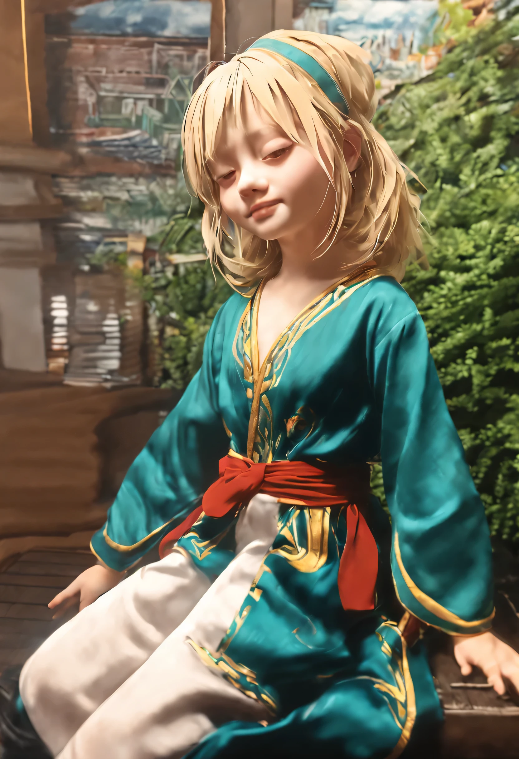 Solo, anime girl, Sabina, 8 years of age, young girl body, Hyperdetailed girl bedroom background, Detailed straight light blonde hair, style bob cut, beautiful, detailed eyes, highly detailed, dark green eyes, textured skin, lightly tanned skin, full body, torso far shot from waist, wearing princess outfit, beautiful, detailed, princess outfit, ultra-wide angle, ray-tracing, Hyperdetailed natural light, detailed reflection light, volumetric lighting maximalist photo illustration 64k, resolution high res intricately detailed complex, key visual, precise lineart, vibrant, panoramic, cinematic, masterfully crafted, 64k resolution, beautiful, stunning, ultra detailed, expressive, hypermaximalist, colorful, rich deep color, vintage show promotional poster, glamour, anime art, fantasy art, brush strokes, , 16k, UHD, HDR, (Masterpiece:1. 5), Absurdres, (best quality:1. 5), Anime style photo, Manga style, Digital art, glow effects, Hand drawn, render, octane render, cinema 4d, blender, dark, atmospheric 4k ultra detailed, cinematic sensual, Sharp focus, hyperrealistic, ccurate, big depth of field, Masterpiece, colors, 3d octane render, concept art, trending on artstation, hyperrealistic, Vivid colors, modelshoot style, (extremely detailed CG unity 8k wallpaper), professional majestic oil painting by Ed Blinkey, Atey Ghailan, Studio Ghibli, by Jeremy Mann, Greg Manchess, Antonio Moro, trending on ArtStation, trending on CGSociety, Intricate, High Detail, Sharp focus, dramatic, photorealistic painting art by midjourney and greg rutkowski
